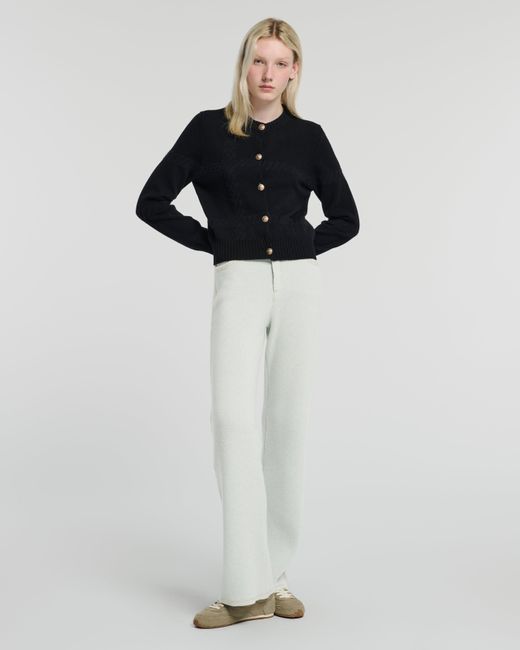 Barrie Blue Cashmere Cardigan With A Tartan Motif