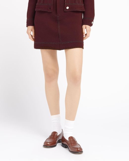 Barrie Purple Denim Cashmere And Cotton Skirt