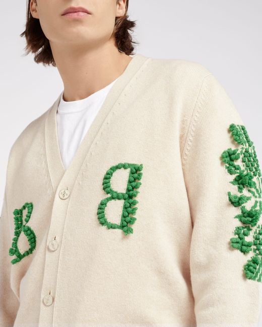 Barrie Natural 3d Logo V-neck Cashmere Cardigan for men