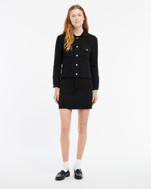 Barrie Black Denim Fitted Cashmere And Cotton Jacket