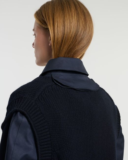 Barrie Blue Short Raincoat With Layered Cashmere Waistcoat for men