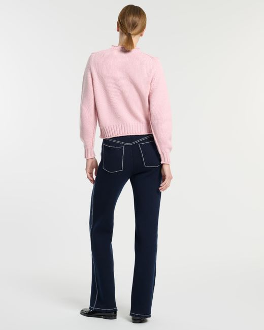 Barrie Pink Cardigan In Chunky Cashmere With Gold Buttons