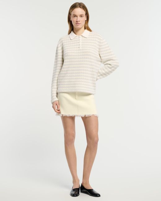 Barrie Natural Denim Fringed Cashmere And Cotton Miniskirt