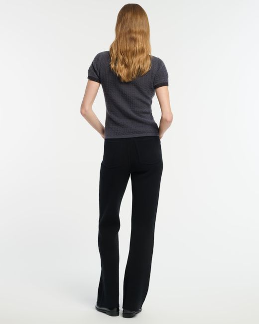 Barrie Black Cashmere Lace Top With B Logo
