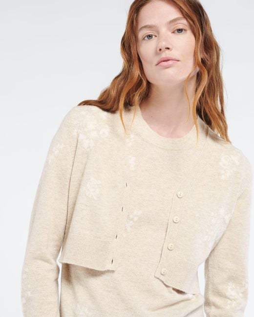 Barrie Natural Cashmere Cardigan With A Floral Motif