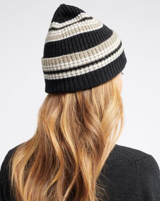 Barrie Black Beanie Hat In Flecked Cashmere