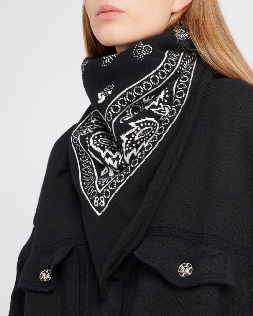 Barrie Black Bandana In Cashmere And Cotton