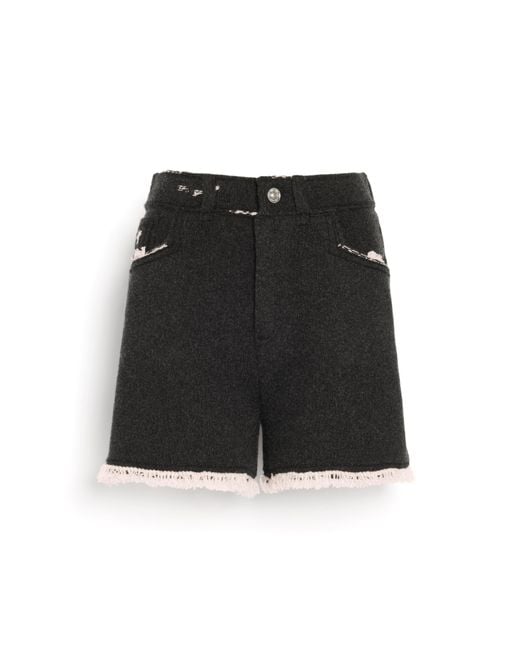 Barrie Black Denim Fringed Cashmere And Cotton Shorts