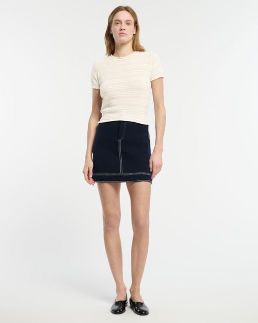Barrie White Striped Top In Embossed Knit
