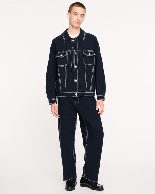 Barrie Blue Denim Trousers In Cashmere And Cotton for men