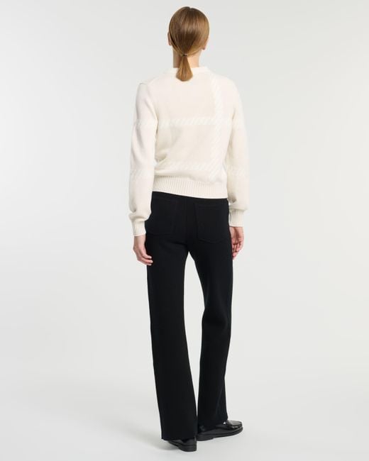 Barrie White Cashmere Cardigan With A Tartan Motif