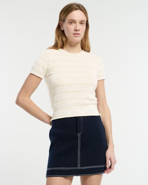 Barrie White Striped Top In Embossed Knit