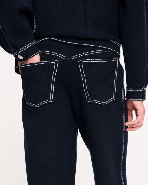 Barrie Blue Denim Trousers In Cashmere And Cotton for men