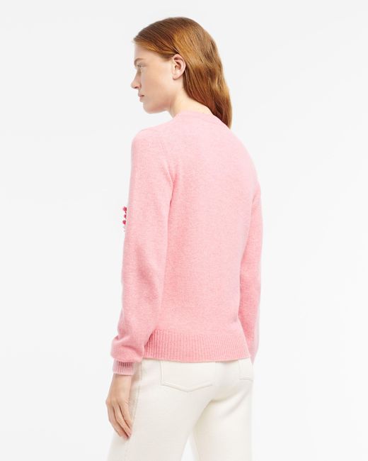 Barrie Pink 3d Logo Round-neck Jumper In Mollted Cashmere