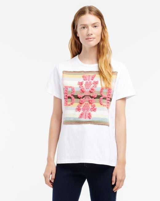Barrie Pink Striped T-shirt With Logo Cashmere Patch