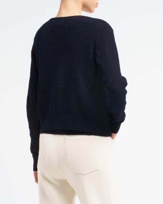 Barrie Blue Cashmere Lace Cardigan