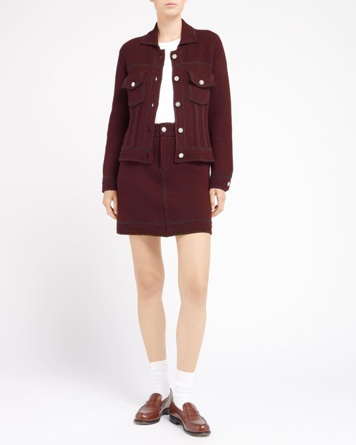 Barrie Purple Denim Cashmere And Cotton Skirt