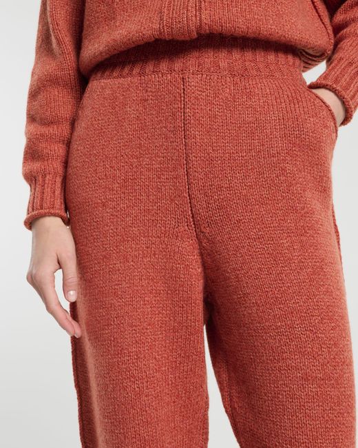 Barrie Red Trousers In Chunky Cashmere