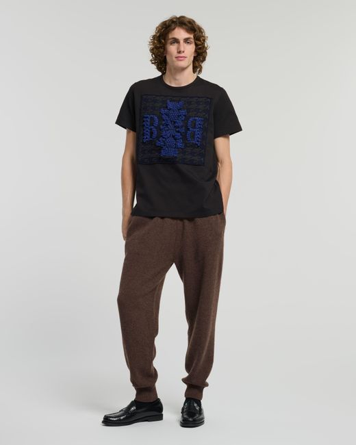 Barrie Black T-shirt With Cashmere Houndstooth Patch And B Logo