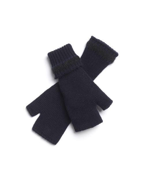 Barrie Blue Shearling-effect Cashmere Fingerless Gloves