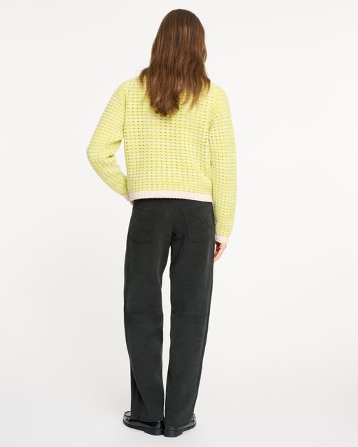 Barrie Yellow Crochet Knit Zip-up Cardigan