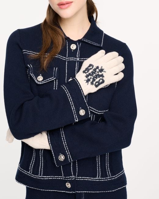 Barrie Blue Cashmere Gloves