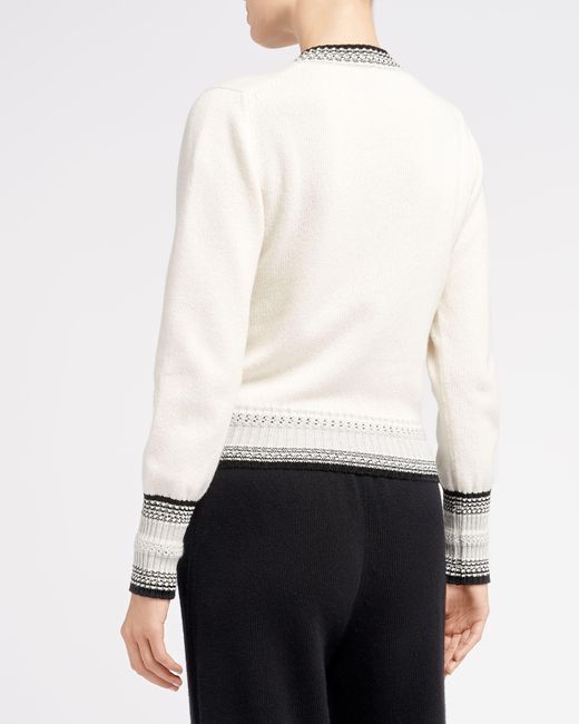Barrie White Cashmere V-neck Jumper