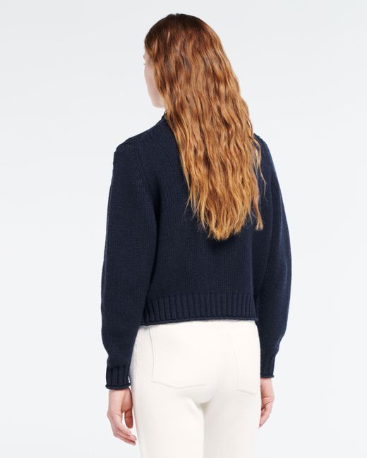 Barrie Blue Cardigan In Chunky Cashmere With Gold Buttons
