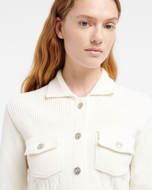 Barrie White Denim Fitted Cashmere And Cotton Jacket