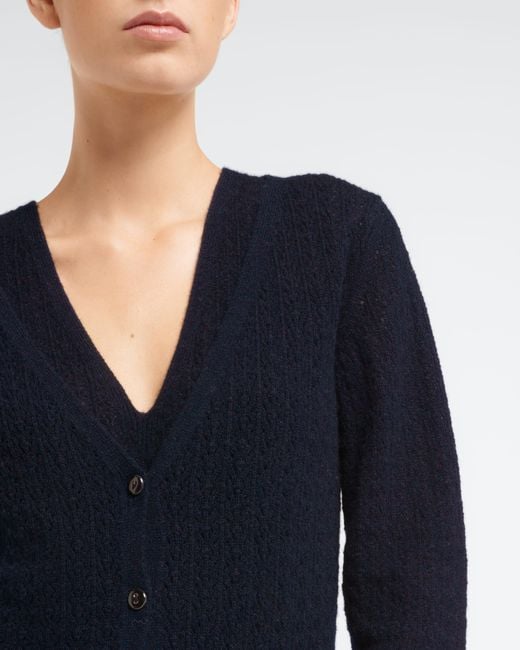 Barrie Blue Cashmere Lace Cardigan