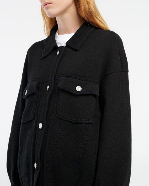 Barrie Black Denim Oversized Cashmere And Cotton Jacket