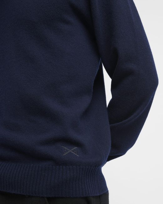 Barrie Blue Round Neck Cashmere B Label Pullover for men
