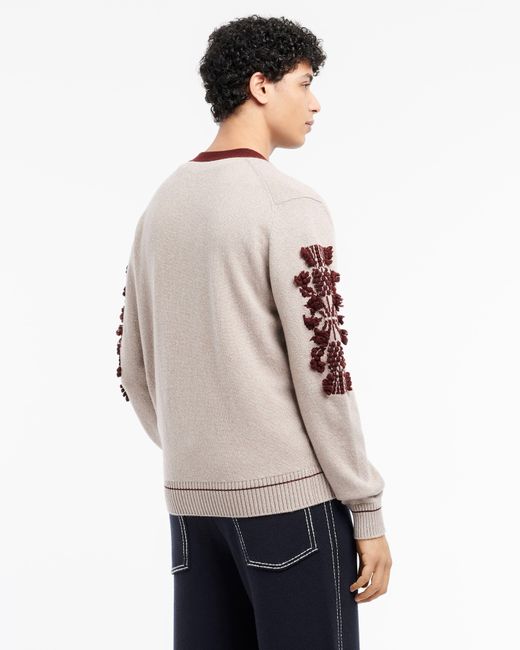 Barrie Natural 3d Logo V-neck Cashmere Cardigan for men