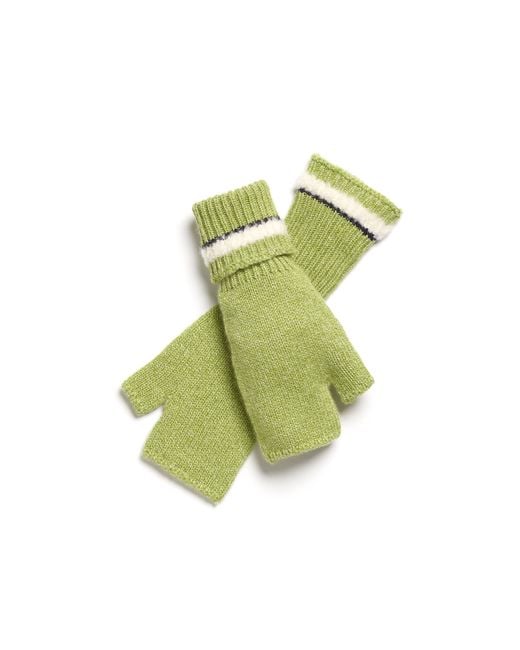 Barrie Green Shearling-effect Cashmere Fingerless Gloves