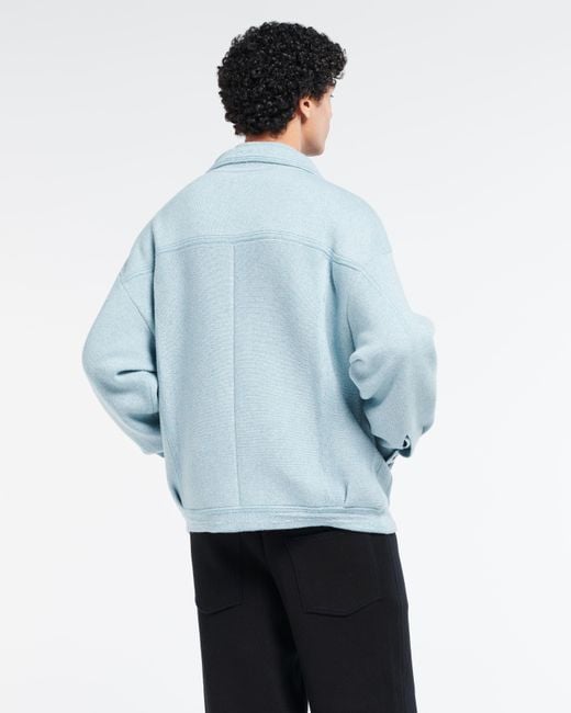 Barrie Blue Denim Oversized Cashmere And Cotton Jacket for men