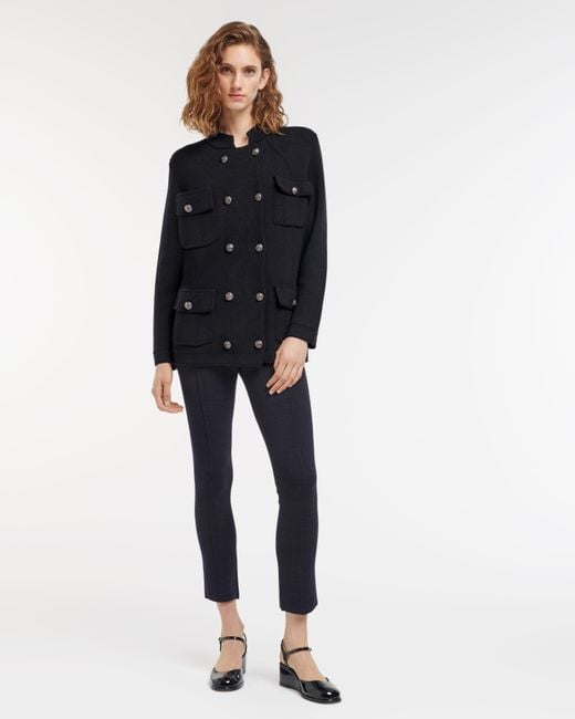 Barrie Blue Cashmere And Cotton Military-style Jacket