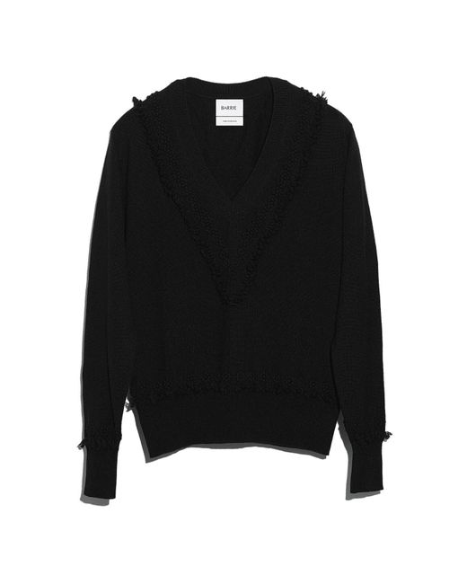 Barrie Black Timeless V-neck Cashmere Jumper