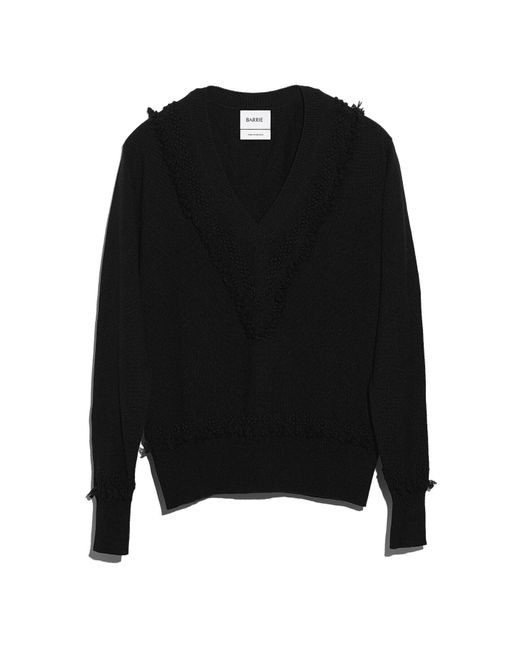 Barrie Black Timeless V-neck Cashmere Jumper