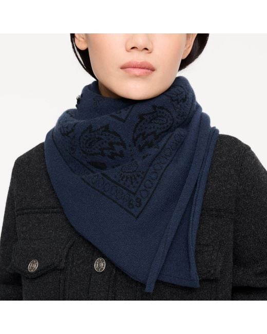 Barrie Blue Bandana In Cashmere And Cotton