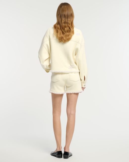 Barrie Natural Denim Fringed Cashmere And Cotton Shorts