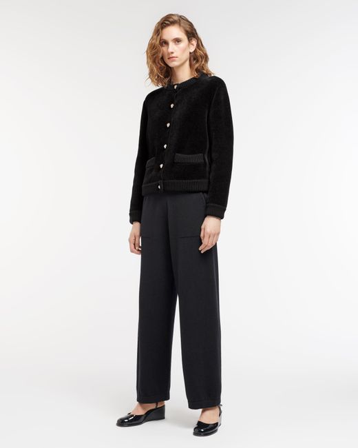 Barrie Black Cashmere And Cotton Velvet-effect Cardigan