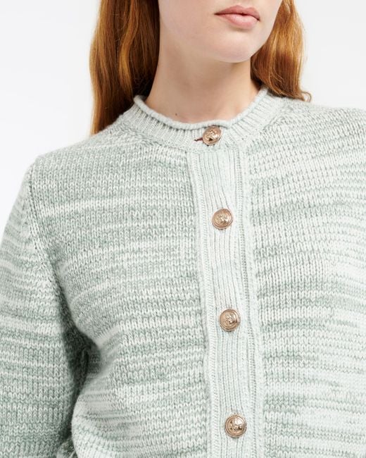 Barrie Gray Chunky Cashmere Cardigan With Gold Buttons