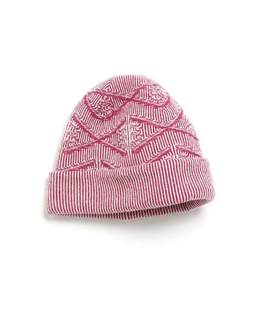Barrie Pink Beanie Hat In Cashmere With A Monogram Motif