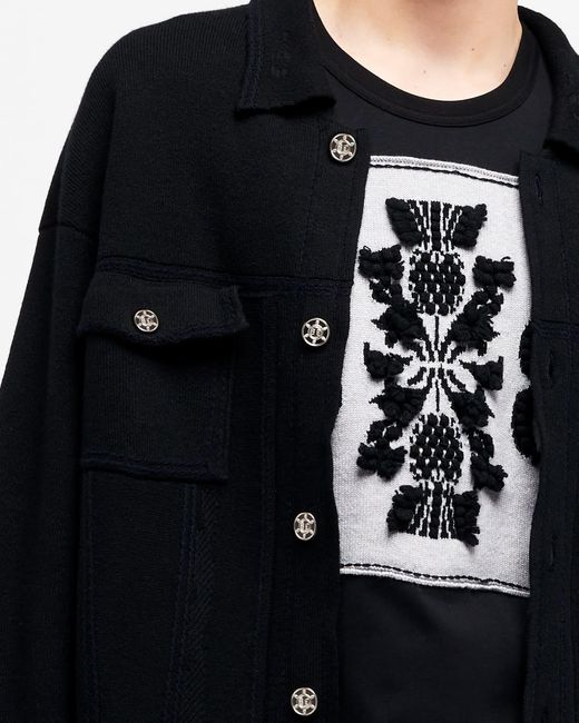Barrie Black Denim Oversized Cashmere And Cotton Jacket for men