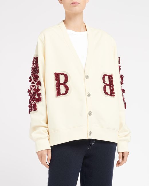 Barrie Natural Cardigan In Cotton With A Cashmere B Logo