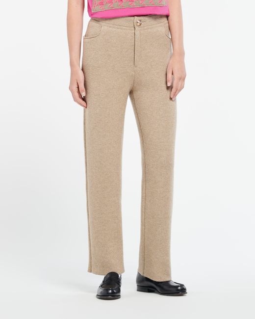 Barrie Natural Trousers In Chunky-knit Cashmere