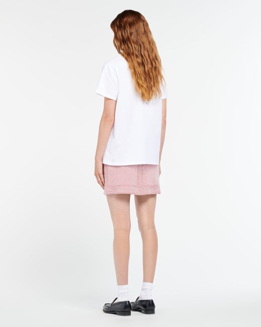 Barrie Pink Denim Cashmere And Cotton Skirt