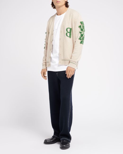 Barrie Natural 3d Logo V-neck Cashmere Cardigan for men