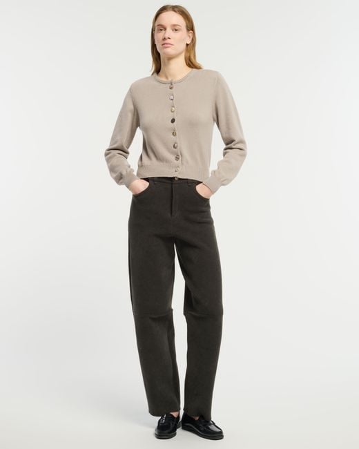 Barrie Natural Cotton And Cashmere Cardigan With Jewelled Buttons