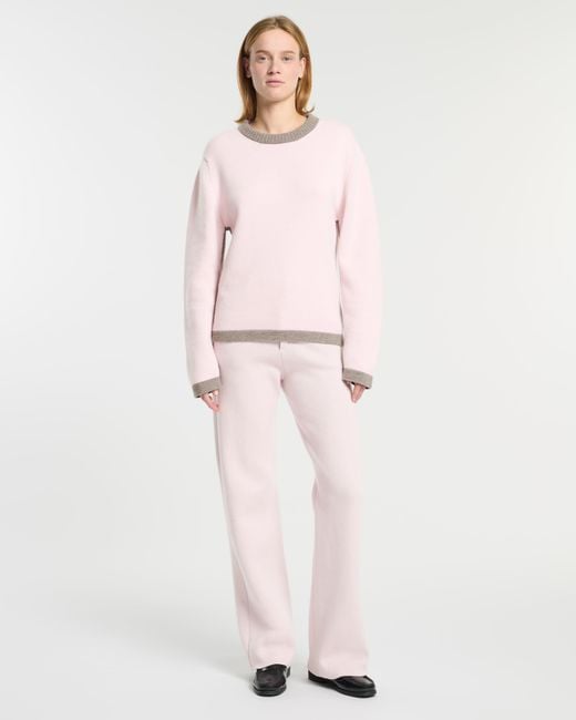 Barrie Pink Cashmere Round-neck Jumper